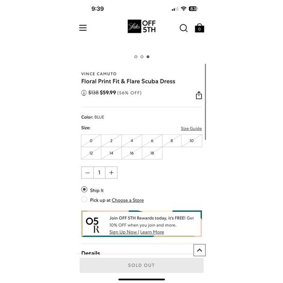 Vince Camuto Floral Blue Pink Fit and Flare Scuba Dress Midi Spring Size 10 - Picture 7 of 8